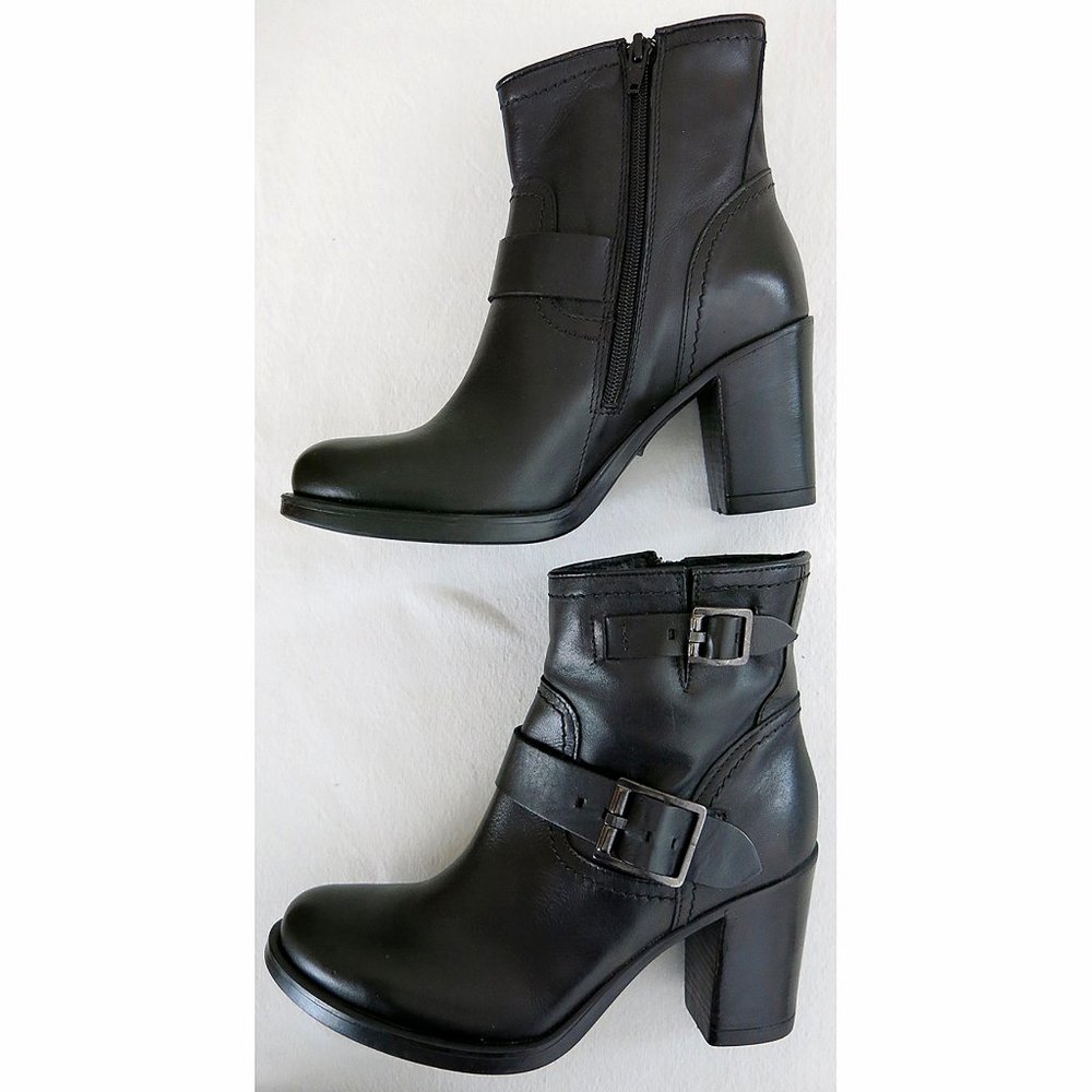 NWOB $189 ITALY Summit by White Mountain BURBANK Leather Boot EU 37 Black 6.5